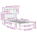 vidaXL Lit bibliothèque sans matelas cire marron 90x200 cm pin massif