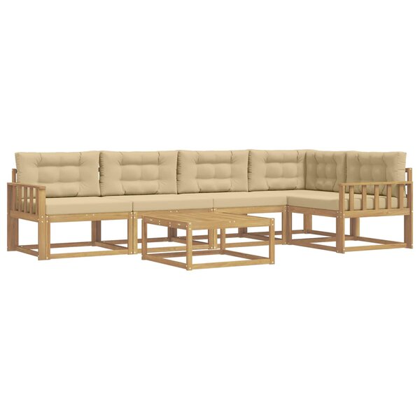 vidaXL Ensemble de canapés d'extérieur 6 Pièces Blanc et Beige