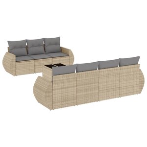 vidaXL Salon de jardin avec coussins 8 Pièces beige résine tressée