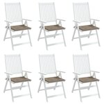 vidaXL Coussins de chaise jardin lot de 6 taupe 50x50x4cm tissu oxford