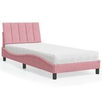 vidaXL Lit avec matelas Hanko rose 80x200 cm velours