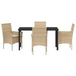 vidaXL Set de jardin 5 pièces en rotin beige
