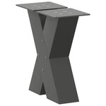 vidaXL Pieds de table basse en forme de X  2 pièces  anthracite  40 x (30-31) cm  acier