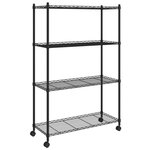 vidaXL Étagère de rangement 4 niveaux et roues 90x35x137cm Noir 200 kg