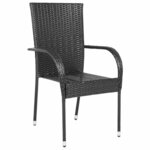 vidaXL Chaises empilables d'extérieur lot de 4 Résine tressée Noir