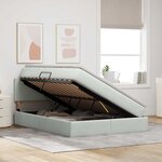 vidaXL Lit de Rangement avec matelas Gris clair 140 x 200 cm Velours