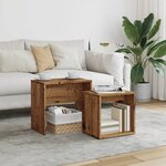 vidaXL Tables basses gigognes 2 Pièces vieux bois bois d'ingénierie