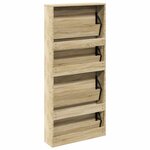 vidaXL Meuble à chaussures 4 étagères avec miroir 63x17x134 cm Chêne