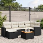 vidaXL Salon de jardin 7 Pièces avec coussins noir résine tressée