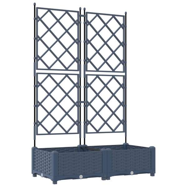 vidaXL Jardinière de jardin avec treillis 2 Pièces Grise 80x40x125.5 cm