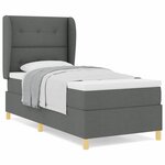 Lit Box Spring vidaXL avec matelas gris foncé 90x200 cm en tissu