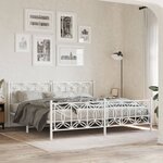vidaXL Cadre de lit métal sans matelas et pied de lit blanc 200x200 cm
