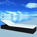 Vidaxl chaise longue avec coussin résine tressée noir