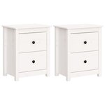 vidaXL Tables de chevet 2 Pièces Blanc 50x35x61 5 cm Bois de pin massif