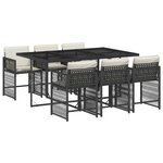 vidaXL Ensemble à manger de jardin coussins 7Pièces Noir Résine tressée