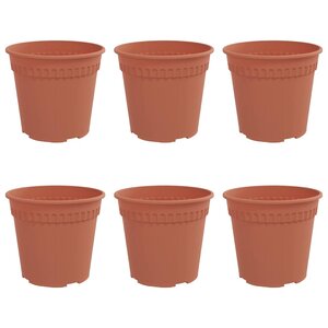 vidaXL Pot à fleurs rond 6 Pièces Rouge brique Ø 17 x 14 cm Plastique
