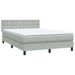 vidaXL Sommier à lattes de lit et matelas gris clair 160x210cm velours