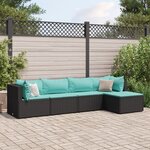 vidaXL Salon de jardin 5 Pièces avec coussins Noir Résine tressée