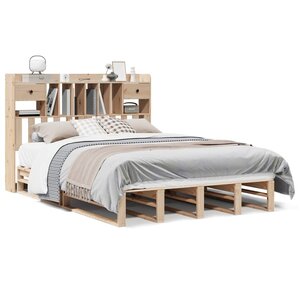 vidaXL Lit bibliothèque sans matelas 140x200 cm bois massif de pin