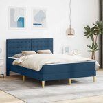 vidaXL Cadre de lit avec matelas Bleu 160 x 200 cm Tissu