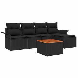 vidaXL Ensemble de canapé de jardin 6 Pièces Noir Poly rotin