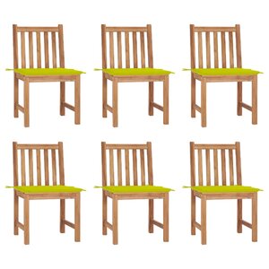 vidaXL Chaises de jardin lot de 6 avec coussins Bois de teck massif