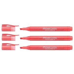 Surligneur TEXTLINER 38 Pointe Biseautée 1 - 4 mm Rouge x 3 FABER-CASTELL