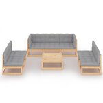 Salon de jardin meuble d'extérieur ensemble de mobilier 8 pièces avec coussins bois de pin massif 02_0017501