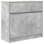 vidaXL Buffet avec tiroir gris béton 80x34x76 cm bois d'ingénierie
