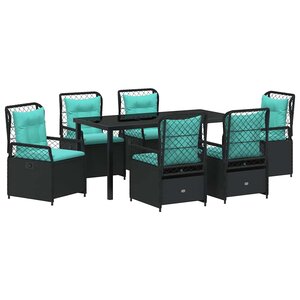 vidaXL Ensemble de salle à manger pour jardin 7 Pièces Noir polyrotin
