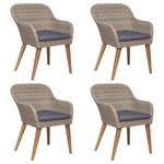 vidaXL Ensemble à manger de jardin et coussins 5 Pièces Marron