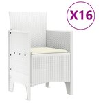 vidaXL Ensemble de salle à manger pour jardin 17 Pièces Blanc Rattan Polt