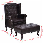 vidaXL Fauteuil avec repose-pied Marron foncé Similicuir
