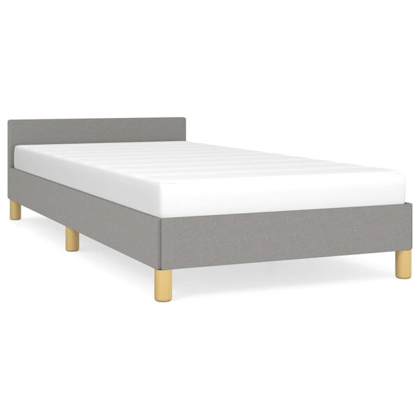 vidaXL Cadre de lit avec tête de lit Gris clair 90x200 cm Tissu