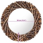 vidaXL Miroir mural 60 cm Teck Rond