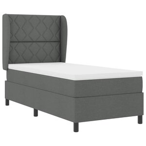 vidaXL Lit à ressorts avec matelas Gris foncé 90 x 200 cm tissu