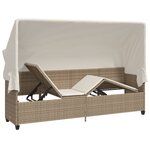 vidaXL Chaise longue avec auvent et coussins beige résine tressée