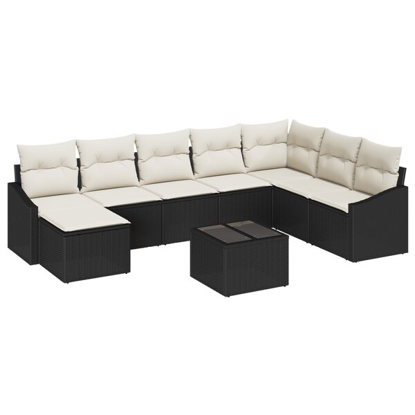 vidaXL Ensemble de canapés de jardin 8 pièces avec coussins en poly rattan marron