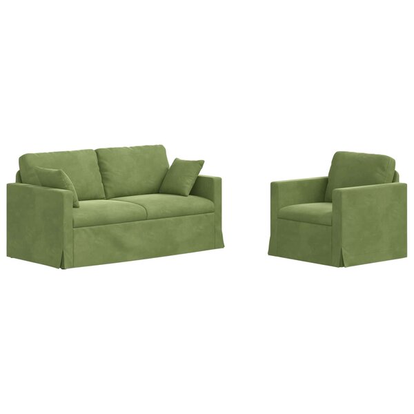 vidaXL Canapé 2 Pièces Vert clair 158 x 78 x 80 cm Velours