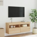 vidaXL Meuble TV mural avec lumières LED chêne sonoma 100x30x40 cm