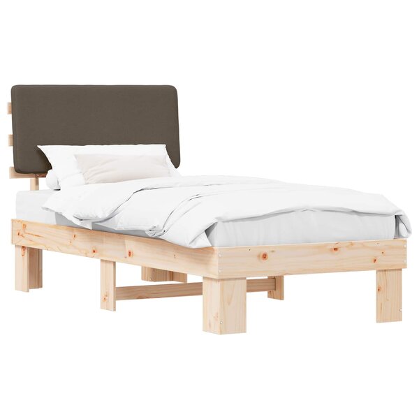 vidaXL Cadre de lit avec tête de lit rembourrée Taupe 90 x 190 cm