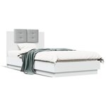 vidaXL Cadre de lit avec tête de lit et lumières LED blanc 90x190 cm
