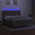 vidaXL Sommier à lattes de lit matelas et LED Taupe 160x200 cm Tissu