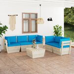 vidaXL Salon de jardin palette 6 Pièces avec coussins bois d'épicéa