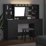 vidaXL Ensemble de table de maquillage avec LED 3 Pièces Chêne noir
