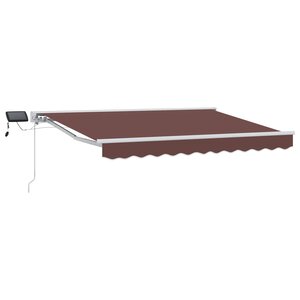 vidaXL Cadre de store manuel avec LEDs Marron et blanc 3 x 2 5 m