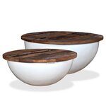 vidaXL Ensemble de table basse 2Pièces Bois récupération massif forme bol