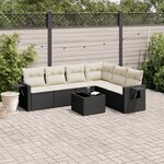 vidaXL Salon de jardin 7 Pièces avec coussins noir résine tressée