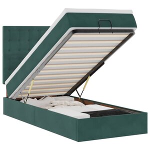 vidaXL Cadre de lit ottoman avec matelas vert foncé 100x200 cm velours