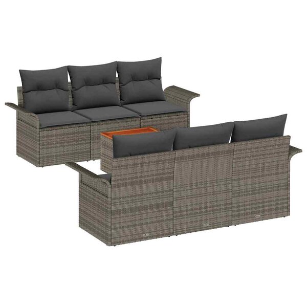 vidaXL Ensemble de canapé de jardin 7 Pièces Gris Poly rotin